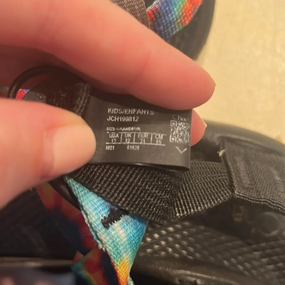 Chaco Kids Rainbow Tie-Dye Strapped Sandals with Black Sole